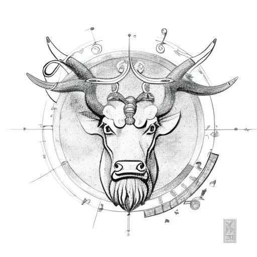 A Taurus Zodiac Symbol Formed By Musical Instruments