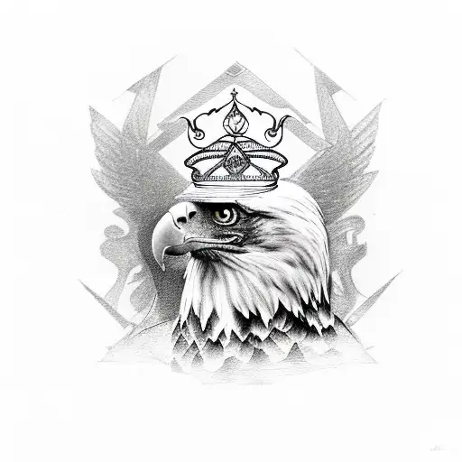 Eagle On A Tugboat Wearing A Crown