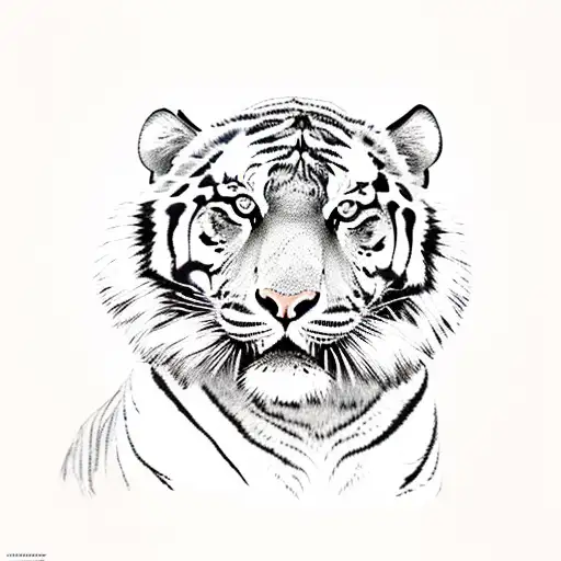 A Sketch Of A Tiger With Flowers Incorporated Into Its Fur