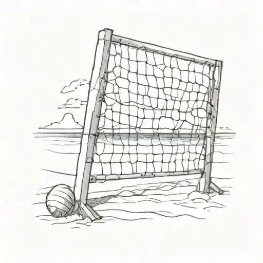 Polaroid Picture Of Beach Volleyball Net On Beach Scene