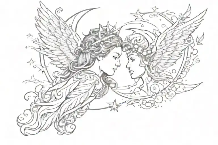 Angel Moon And Sun Shining