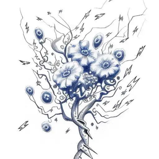 Bouquet Of Lightning Bolts And Forget-me-nots With A Pretty Bow