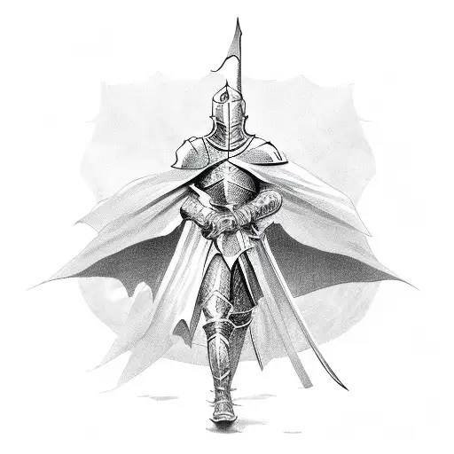 Knight With Sword To Sky And Cape