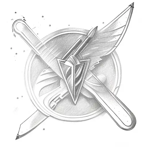 A Sketch-style Tattoo Of A Golf Club Transforming Into An Airplane Wing