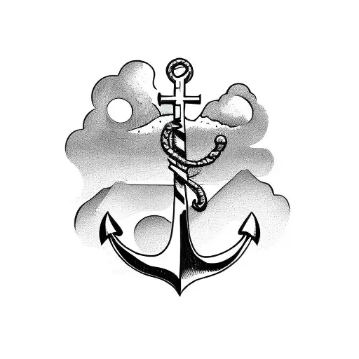 Anchor With Lake And Mountain Inside It