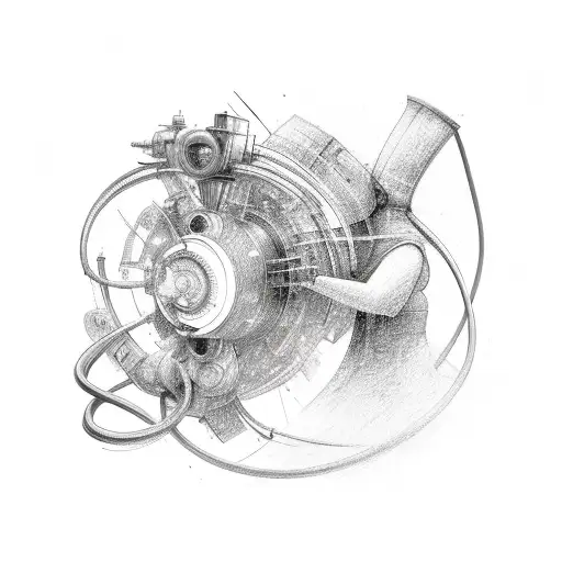 An Abstract Representation Of Welding Equipment Intertwined With Feminine Elements