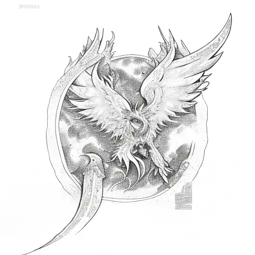 A Phoenix Rising From The Ashes Of A Runestone