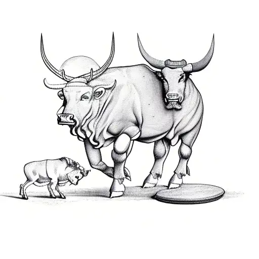 Libra Scales With Taurus Bull On The Right Scale And A Virgo Angle On The Left Scale