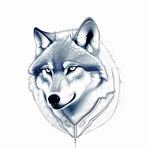 A Sketch-style Design Featuring A Wolf And A Sports Car Intertwined