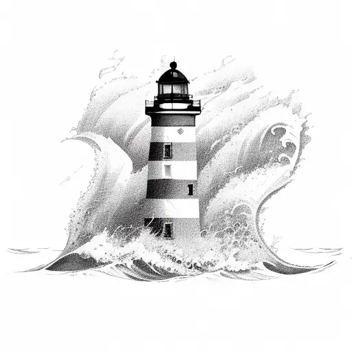 The Ocean Waves Behind A Lighthouse