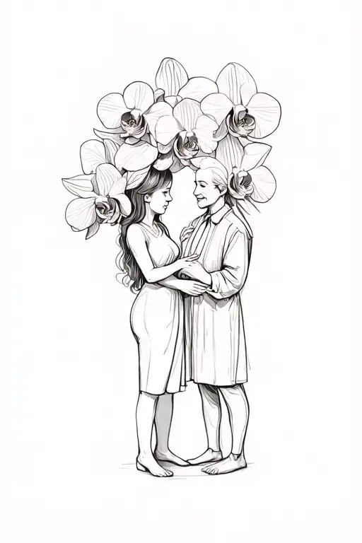 Orchid Wrapped Around A Girl And Her Grandma Holding Hands