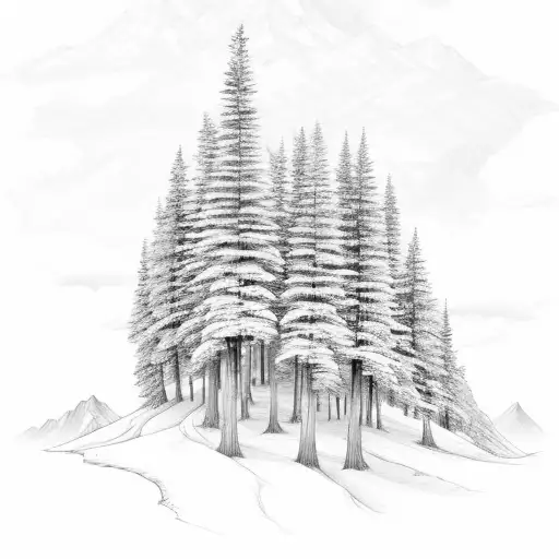 Mountain Range With Pine Trees On The Bottom Og The Mountain