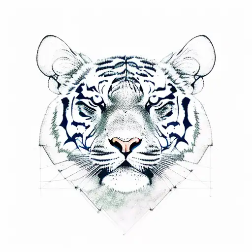 A Semi Colon Of A Tiger With A Background Transformed Into A Futuristic Software Interface