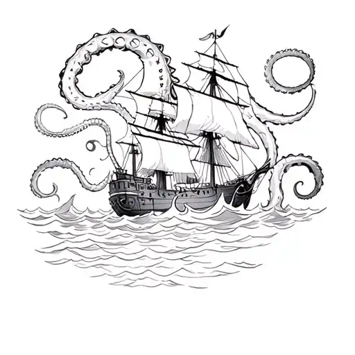 Kraken Drowns A Ship In A Storm