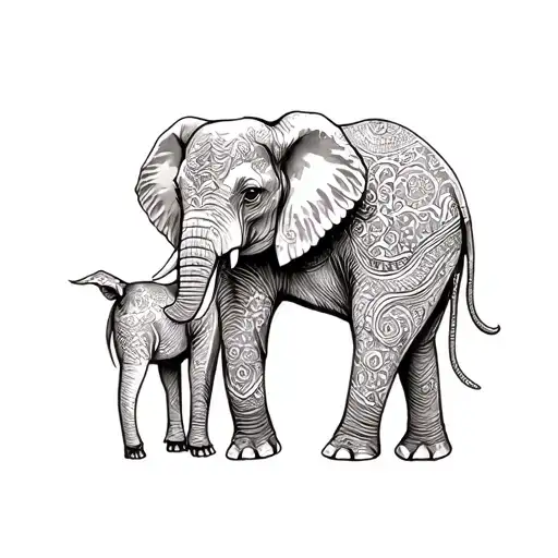 Elephant With Calf
