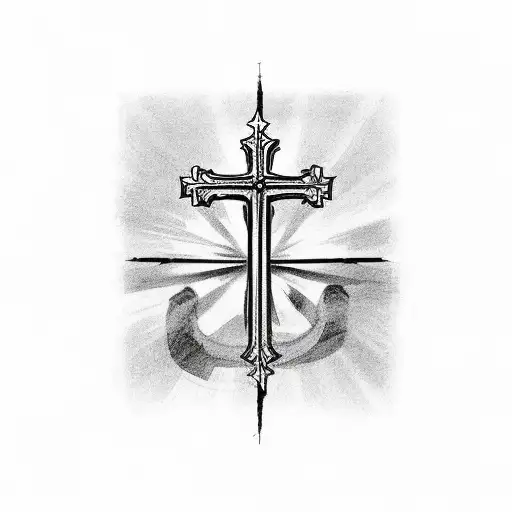 Christian Cross With Banner