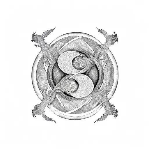 Twin Dragon In A Yinyang Shape