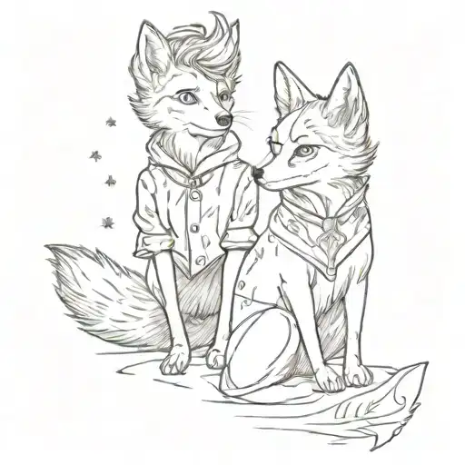 Little Prince And Fox Looking Above And There Is 3 Star Indicates Family Members