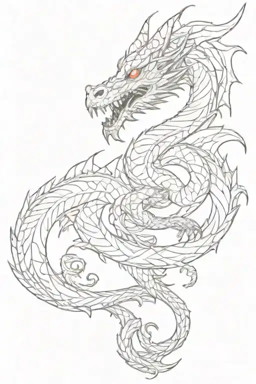 Dragon Blue Red Sketch