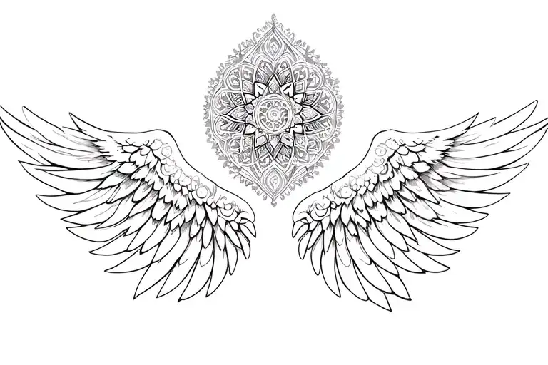 Angel Wings With Mandala Along With