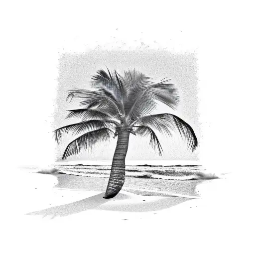 Beach Palm Tree Theme With Cross In Sand