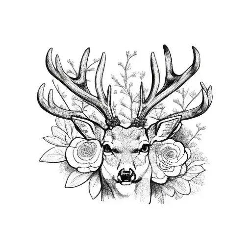 Deer Antlers With Flowers And Moccasin Boots