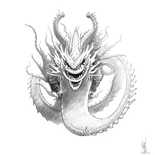 A Sketch Of A Spirited Away Dragon Blending Into A Camera Filmstrip