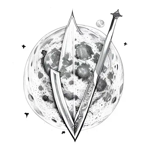 Cool Sword Overlayed On A Full Moon