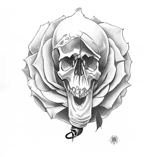 Skull With Mouth Open And Rose Inside