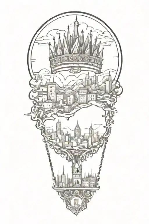 Crown On Barcelona City Skyline