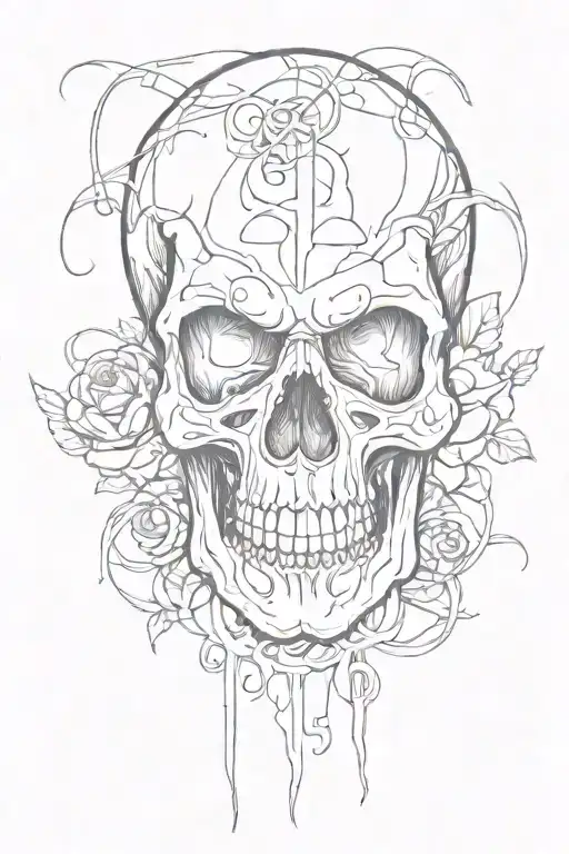 Skull With Initials Intertwined