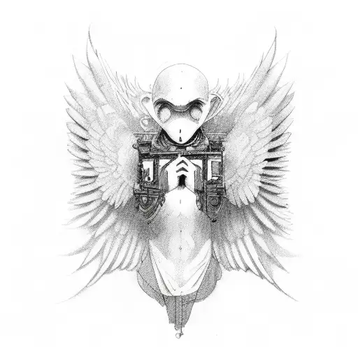 Aesthetic Guy With No Face Kneeling Down Facing Forward With Wings