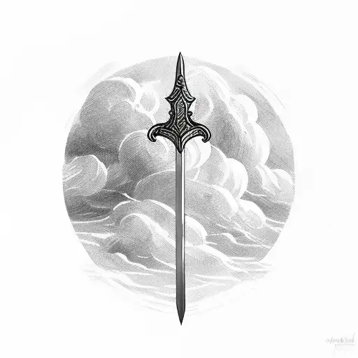 Medieval Sword With Clouds