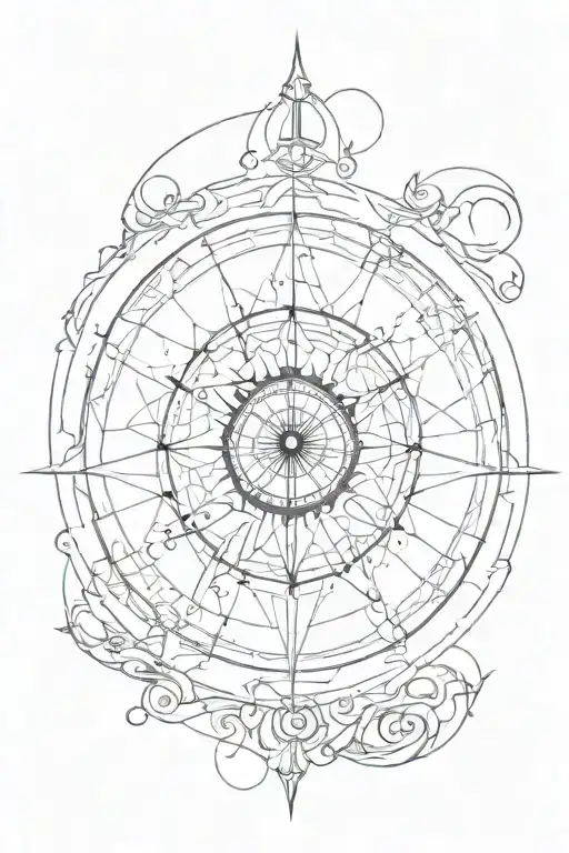 Spider Eye Clock Compass Rose Intertwined