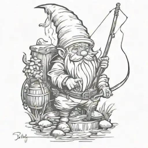 Gnome Fishing Scene