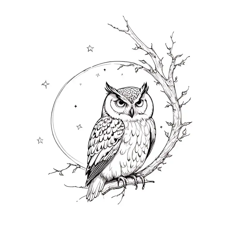 Owl And Moon