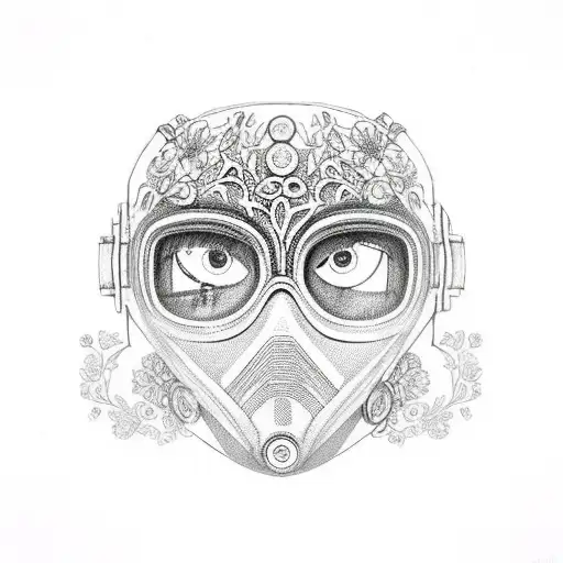 A Welder's Mask Adorned With Intricate Floral Patterns