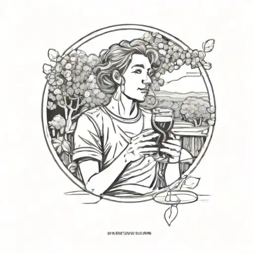 A Person Drinking Sangria In A Park In A Circular Frame With A Black Background