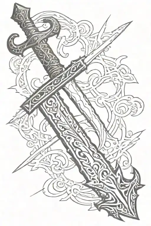 Woodcut Dark Medieval Sword