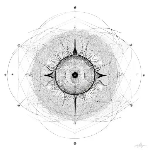 Abstract Sun Made Of Simple Lines Which Is Also A Wind Rose