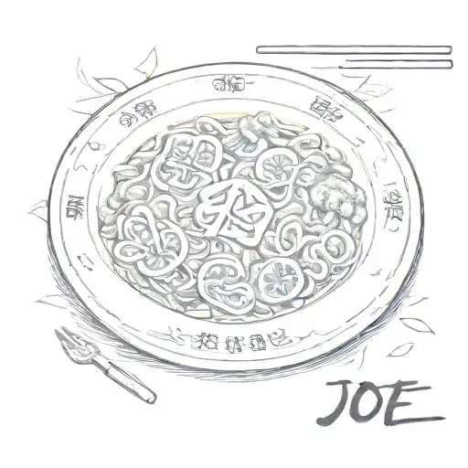 The Name Joe Spelling In A Plate Of Chinese Food