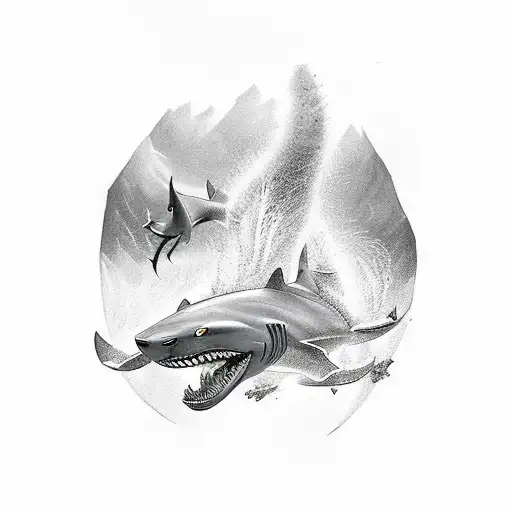 A Black Panther And A Shark Engaged In An Epic Battle