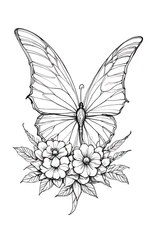 Butterfly With One Floral Wing And A Cross