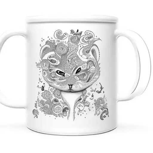 A Coffee Mug Surrounded By Doodles Of Kids