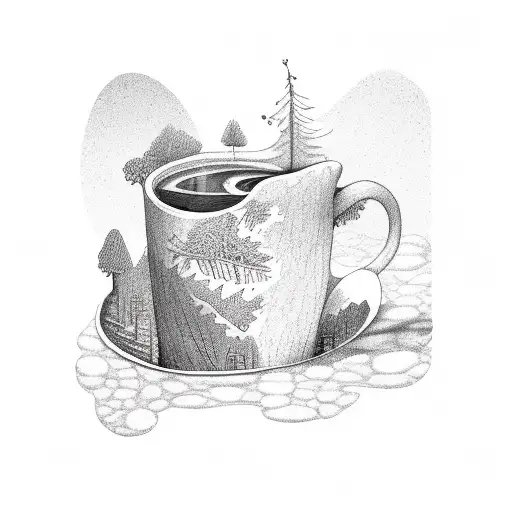 A Microscope Lens Revealing A Hidden Forest Within A Coffee Cup