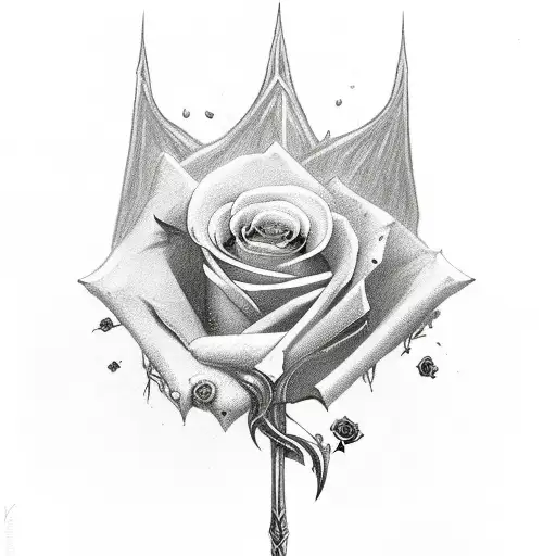 Dagger With Roses And Blood