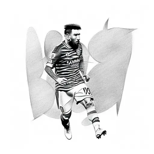 A Sketch-style Tattoo Featuring Leo Messi's Famous Jersey Number And His Signature