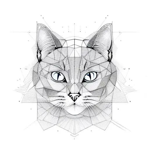 A Geometric Design Incorporating The Faces Of A Cat And A Dog
