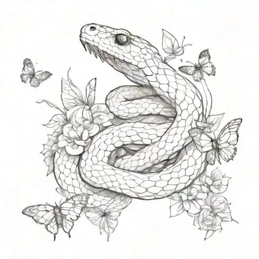 Snake With Butterflies