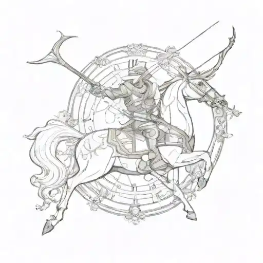 Clock And Sagittarius Archer Riding